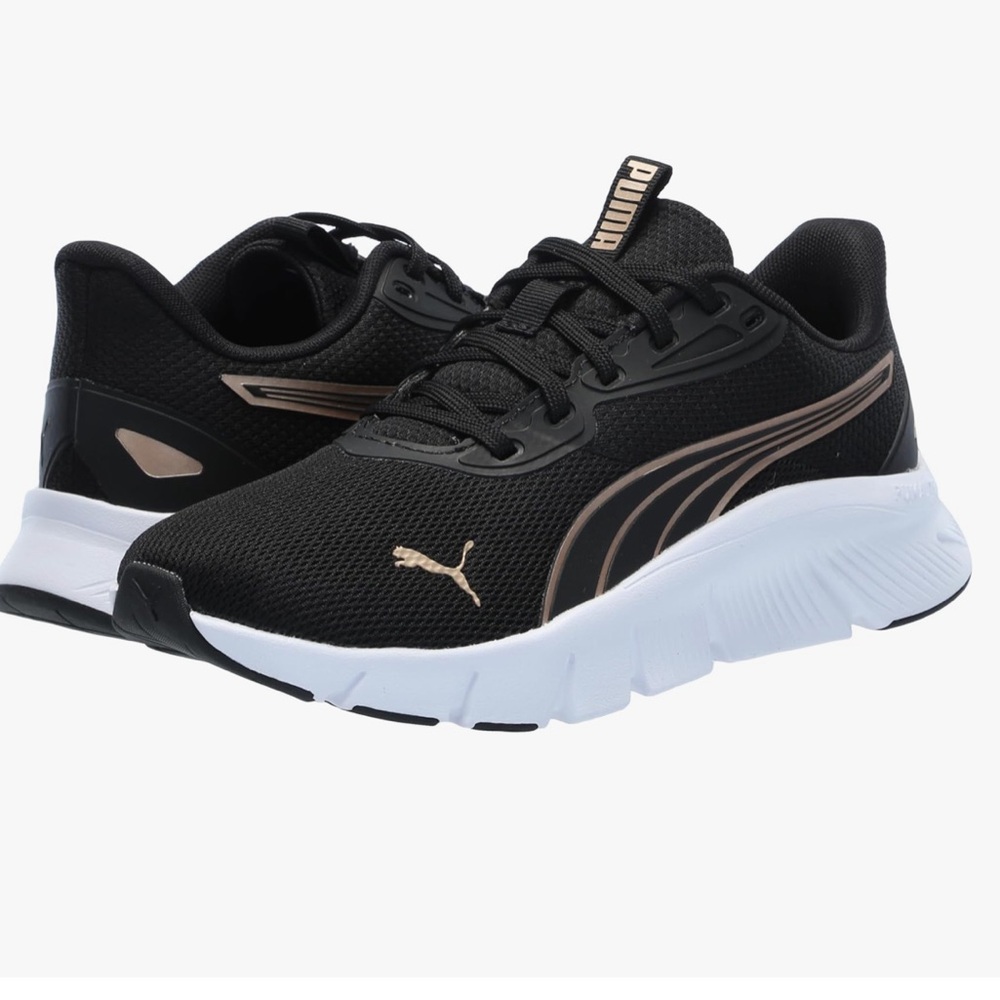 PUMA NIB Women's Flexfocus Lite Modern Cross Training Shoes, Black-Gold,Size 8